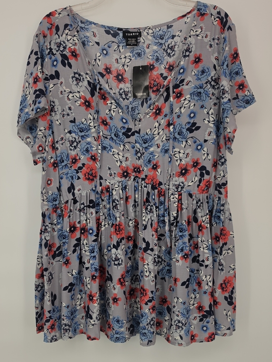 torrid Tops - NWT Torrid Women 0 Floral Blouse Babydoll Tie Neck Flowy Top
